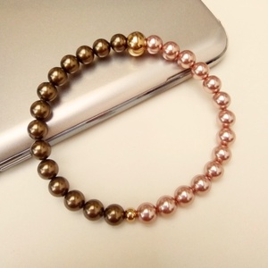 Modern harmónia - Antik bronz és rosegold színű Swarovski gyöngy karkötő. - Meska.hu