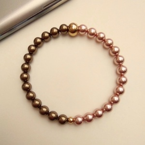 Modern harmónia - Antik bronz és rosegold színű Swarovski gyöngy karkötő. - ékszer - karkötő - gyöngyös karkötő - Meska.hu