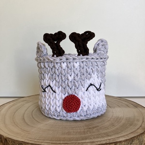 Horgolt rénszarvas tároló/kosár - Meska.hu