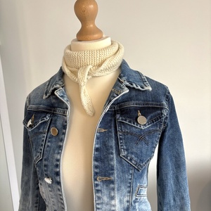 ,,Mini Sophie�� kötött sál natúr kasmír - ruha & divat - sál, sapka, kendő - sál - Meska.hu