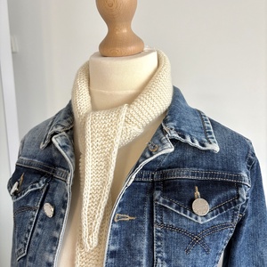 ,,Mini Sophie�� kötött sál natúr kasmír - ruha & divat - sál, sapka, kendő - sál - Meska.hu