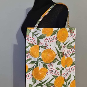 Textil szatyor- mangó mintás - táska & tok - bevásárlás & shopper táska - shopper, textiltáska, szatyor - Meska.hu