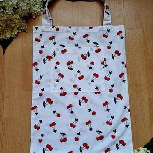 Textil szatyor- meggy mintás, Táska & Tok, Bevásárlás & Shopper táska, Shopper, textiltáska, szatyor, Varrás, MESKA
