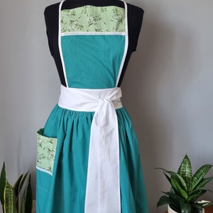 Hosszított,hóvirág mintás kötény - Meska.hu