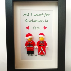 Karácsonyi kép személyre szabható LEGO figurákból (10 cm x 15 cm), Karácsony, Karácsonyi lakásdekoráció, Karácsonyi lakásdíszek, Mindenmás, MESKA