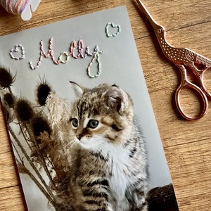 Egyedi fotóhímzés házi kedvenced nevével , DIY (Csináld magad), Szabásminta, útmutató, Hímzés minta, Hímzés, MESKA