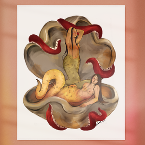 Kígyó lányok kagylóban / Snake girls in a clam - művészet - grafika & illusztráció - Meska.hu