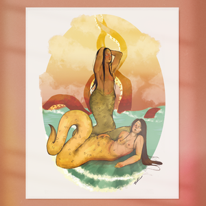 Kígyó lányok tenger előtt/ Snake girls in front of the sea - művészet - grafika & illusztráció - digitális - Meska.hu