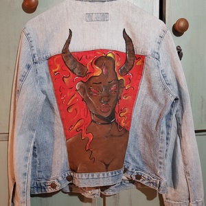 Szarvas lány farmer kabát - horned girl farmer jacket  - ruha & divat - női ruha - kabát - Meska.hu