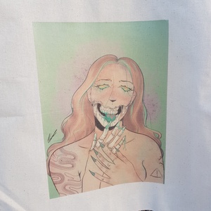 Csontváz lány táska/ skeleton girl totebag - táska & tok - bevásárlás & shopper táska - shopper, textiltáska, szatyor - Meska.hu