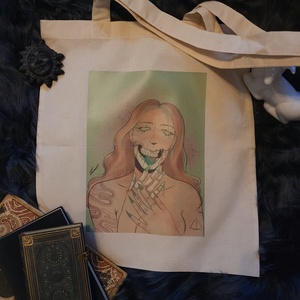 Csontváz lány táska/ skeleton girl totebag - táska & tok - bevásárlás & shopper táska - shopper, textiltáska, szatyor - Meska.hu