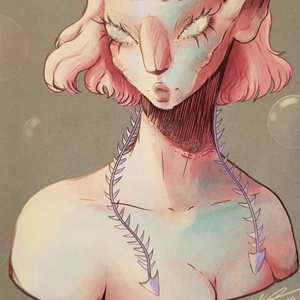 Gyöngy színű hal lány / Pearl colored fish girl - művészet - grafika & illusztráció - digitális - Meska.hu
