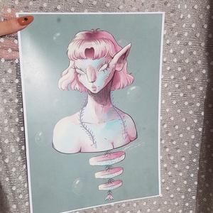 Gyöngy színű hal lány / Pearl colored fish girl, Művészet, Grafika & Illusztráció, Digitális, Fotó, grafika, rajz, illusztráció, MESKA