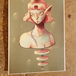 Gyöngy színű hal lány / Pearl colored fish girl - művészet - grafika & illusztráció - digitális - Meska.hu