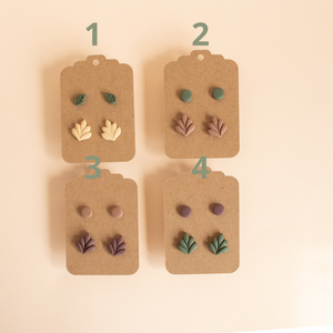 Pötty fülbevaló szett, Őszi leveles fülbevaló, Zöld bedugós fülbevaló, Polimer süthető gyurma, Pasztell színek, Falevél - ékszer - fülbevaló - pötty fülbevaló - Meska.hu