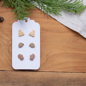 Pötty fülbevaló szett, Téli fülbevaló, Bedugós fülbevaló, Polimer süthető gyurma, Pasztell színek, Sapka Pulóver Kesztyű, Ékszer, Fülbevaló, Pötty fülbevaló, Ékszerkészítés, MESKA