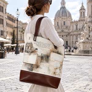 Volt egy kis tér valahol Európa szívében � Vintage utazós tote bag, művészi kollázs női táska - Meska.hu