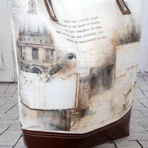 Volt egy kis tér valahol Európa szívében � Vintage utazós tote bag, művészi kollázs női táska - táska & tok - kézitáska & válltáska - nagy pakolós táska - Meska.hu