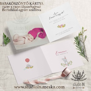 Babaköszöntő lap, Megérkeztem babafotó kártya, Bababejelentő kártya, Baba kártya - otthon & életmód - papír, írószer - Meska.hu