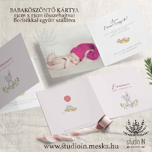 Babaköszöntő lap, Megérkeztem babafotó kártya, Bababejelentő kártya, Baba kártya - otthon & életmód - papír, írószer - Meska.hu