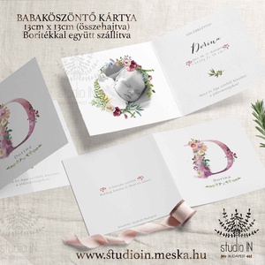 Babaköszöntő lap, Megérkeztem képeslap, Bababejelentő kártya, , Otthon & Életmód, Papír, írószer, Képeslap, üdvözlőlap, Fotó, grafika, rajz, illusztráció, MESKA