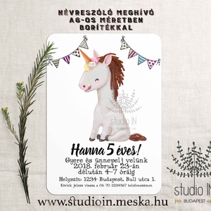 SZÜLETÉSNAPI Meghívó, pónis meghívó, gyermek meghívó, Születésnapi egyszarvú meghívó -  - Meska.hu
