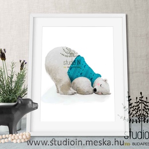Macis kép, Nyuszis kép, Pingvin kép szett, jegesmaci dekoráció, állatos szett gyerekszoba falikép, nyuszis kép  - otthon & életmód - Meska.hu