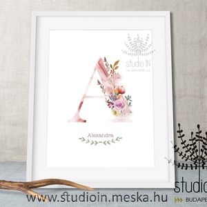 MONOGRAM FALIKÉP, Babaszoba dekoráció, -A- betű, Otthon & Életmód, Babaszoba, gyerekszoba, Babaszoba kép, Fotó, grafika, rajz, illusztráció, MESKA