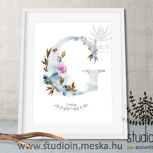MONOGRAM FALIKÉP, Babaszoba dekoráció, -G- betű, Otthon & Életmód, Babaszoba, gyerekszoba, Babaszoba kép, Fotó, grafika, rajz, illusztráció, MESKA