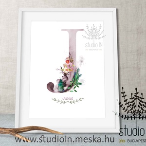 MONOGRAM FALIKÉP, Babaszoba dekoráció, -J- betű -  - Meska.hu
