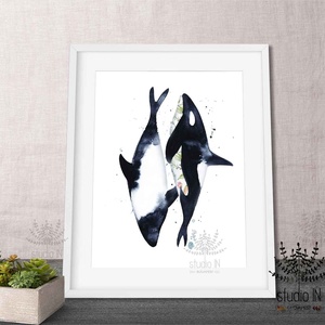 Delfin Falikép, halas dekoráció, tenger témájú print, orca print, gyilkos bálna kép, óceáni állatos kép, Otthon & Életmód, Dekoráció, Kép & Falikép, Poszter, Fotó, grafika, rajz, illusztráció, MESKA