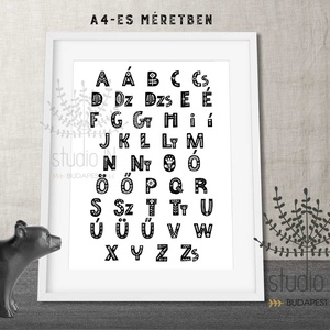 ABC monokróm dekoráció gyerekszobába, fekete-fehér gyermekszoba dekoráció, motívumos abc gyerekszoba falikép,, Otthon & Életmód, Babaszoba kép, Babaszoba, gyerekszoba, Fotó, grafika, rajz, illusztráció, MESKA