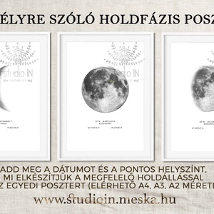 HOLD, HOLDFÁZIS EGYEDI FALI KÉP, HOLD FALIKÉP, HOLDÁLLÁS POSZTER, SZÜLETÉSNAPI HOLDNAPTÁR AJÁNDÉK  -  - Meska.hu