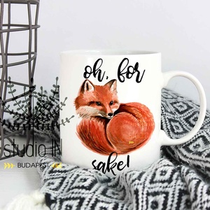RÓKÁS bögre, állatos bögre, Róka, vicces ajándék bögre, , Otthon & Életmód, Konyhafelszerelés, tálalás, Tálalás, Bögre & Csésze, Decoupage, transzfer és szalvétatechnika, Fotó, grafika, rajz, illusztráció, MESKA