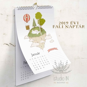 Falinaptár, 2019-es naptár, 2019 évi fali illusztrált naptár -  - Meska.hu