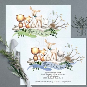 Erdei állatos gyermek születésnapi meghívó - otthon & életmód - papír, írószer - ajándékozás kellékei - meghívó - Meska.hu