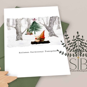 Téli manó karácsonyi képeslap, ünnepi üdvözlőkártya - karácsony - karácsonyi ajándékozás - karácsonyi képeslap, üdvözlőlap, ajándékkísérő - Meska.hu