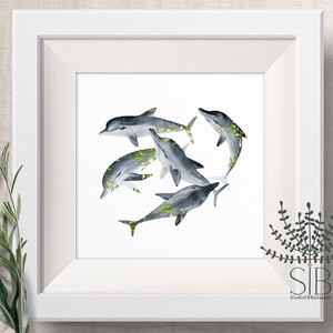 Delfines Falikép, halas dekoráció, tengeri falikép, delfin, óceán - otthon & életmód - dekoráció - kép & falikép - kép & falikép - Meska.hu