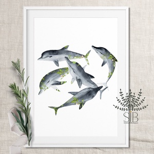 Delfines Falikép, halas dekoráció, tengeri falikép, delfin, óceán - otthon & lakás - dekoráció - kép & falikép - kép & falikép - Meska.hu