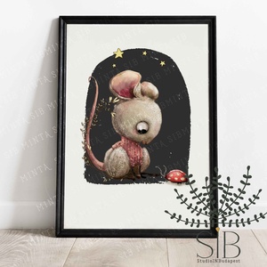 Egér erdei állatos gyermekszoba falikép dekoráció, A4-es print - otthon & életmód - babaszoba, gyerekszoba - babaszoba dekoráció - Meska.hu
