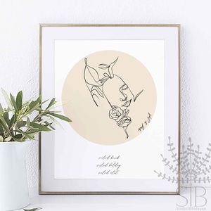 Vonalrajz, arc vonalrajz, férfi és női arc vonalrajzok, minimalista falikép, egyvonalas rajz, násza - otthon & életmód - dekoráció - kép & falikép - Meska.hu