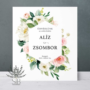 Esküvői üdvözlő poszter kép, esküvői köszöntő, Esküvői Vendégváró tábla, Esküvő, Dekoráció, Tábla & Jelzés, Fotó, grafika, rajz, illusztráció, MESKA