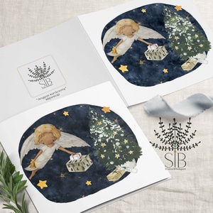 Karácsonyi képeslap, angyalkás képeslap, karácsonyi üdvözlő lap, kedves téli angyal képeslap - karácsony - karácsonyi ajándékozás - karácsonyi képeslap, üdvözlőlap, ajándékkísérő - Meska.hu