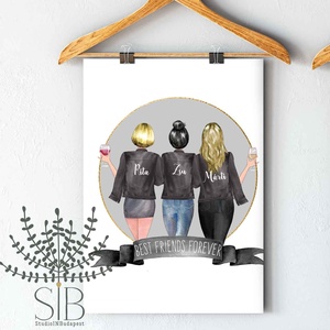 Barátság poszter, trendi fali kép, csajos ajándék, legjobb barát print, bff, névreszóló fali dekoráció - otthon & életmód - dekoráció - kép & falikép - poszter - Meska.hu
