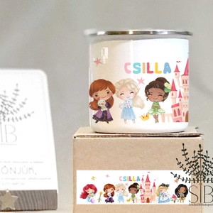 Hercegnő mintás zománcozott fém bögre, névre szóló - otthon & életmód - konyhafelszerelés, tálalás - tálalás - bögre & csésze - Meska.hu