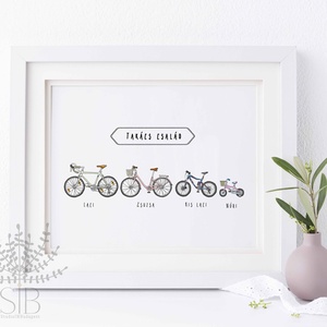 Családi falikép, kerékpáros kép, névre szóló biciklis kép, családi kerékpáros kép - otthon & életmód - dekoráció - kép & falikép - Meska.hu