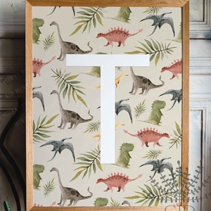 Dino falikép, betű babaszobai falikép, dinoszaurusz monogram fali kép, dinó betűs gyerekszobai kép - otthon & életmód - babaszoba, gyerekszoba - babaszoba kép - Meska.hu