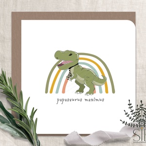 Apák napi képeslap, Apa képeslap, Dinosaurus képeslap, papasaurus, dinós képeslap apukáknak - otthon & életmód - papír, írószer - ajándékozás kellékei - képeslap, üdvözlőlap - Meska.hu