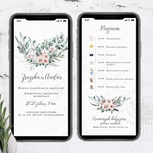 Digitális esküvői értesítő, letölthető meghívó, esküvői program, digitálisan küldhető meghívó, E-meghívó, Esküvő, Meghívó & Kártya, Meghívó, Fotó, grafika, rajz, illusztráció, MESKA