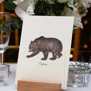 Erdei állatos esküvői asztalszám különböző állat grafikával., Esküvő, Meghívó & Kártya, Ültetési rend, Fotó, grafika, rajz, illusztráció, Meska
